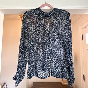 Bella Dahl Black and Gray Leopard Print Top